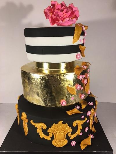 First attempt at a wedding-style cake - Cake by Ozymndius