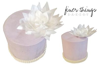 Purple Buttercream with Wafer Paper Flower - Cake by Finer Things Bakery
