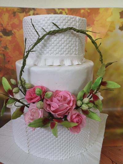 Floral Hoop Wedding Cake - Cake by JudeCreations