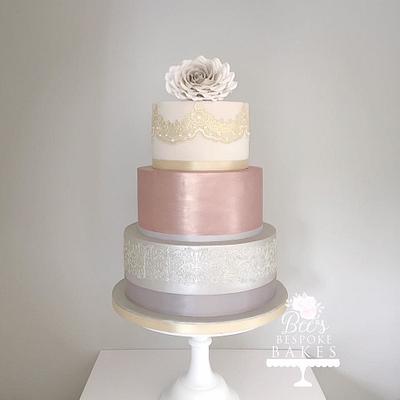 Three tier lustre and lace - Cake by Sweet Alchemy Wedding Cakes