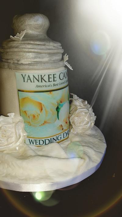  'wedding day' Yankee candle and rose cake - Cake by Tracey