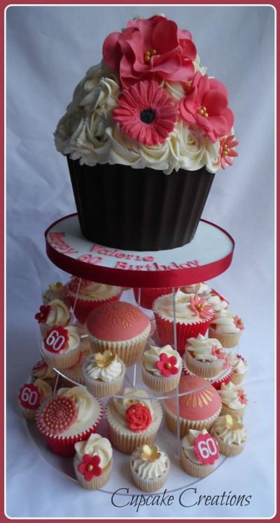 Giant Cupcake tower 60th birthday - Cake by Cupcakecreations