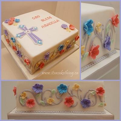 Flowers First Communion Cake  - Cake by It's a Cake Thing 