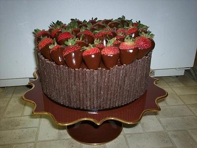 Chocolate dipped Strawberries Cake - Cake by Cakeicer (Shirley)