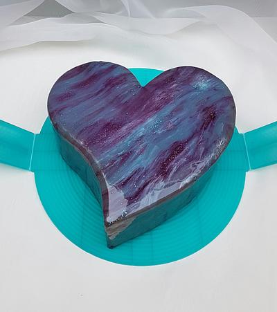 Purple&blue mirror glaze sparkling heart - Cake by Tirki