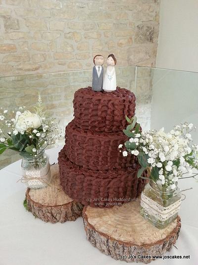 Rustic three tier chocolate wedding cake - Cake by Jo's Cakes