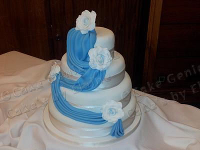 Swag and Rose Wedding Cake - Cake by Elaine Bennion (Cake Genie, Cakes by Elaine)