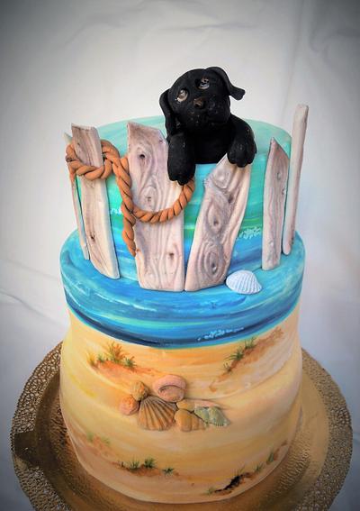 Dog on ocean fence - Cake by Caterina Fabrizi