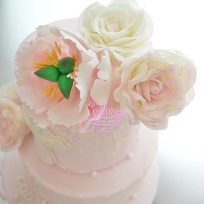 Pretty in Pink Baptism Cake - Cake by Jolirose Cake Shop