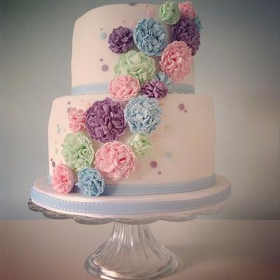 Pom pom flowers birthday cake - Cake by Samantha Tempest
