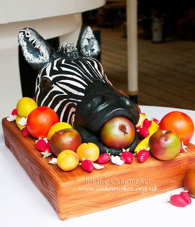 zebra head wedding cake  - Cake by jill chant