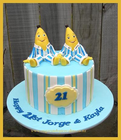 Bananas in Pyjamas 21st Cake  - Cake by Mel_SugarandSpiceCakes