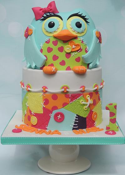 Bright Owl, Buttons and Patchwork - Cake by Shereen