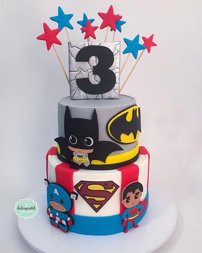 Torta Superhéroes Bebés - Superhero babies cake - Cake by Dulcepastel.com