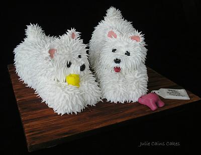 Two Little Westie Pups - Cake by Julie Cain