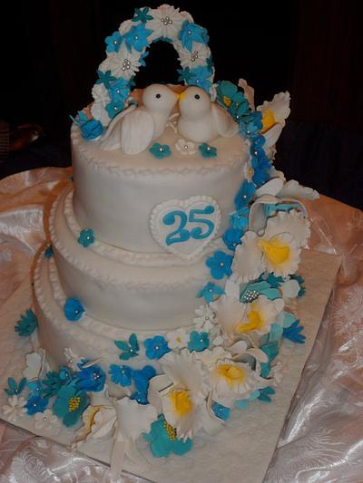 25th Wedding Anniversary Orchid Cake - Cake by JudeCreations