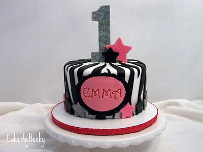 Bling Zebra Print First Birthday - Cake by Becky Pendergraft