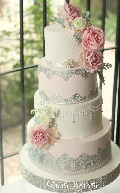 Silver Lace Wedding Cake - Cake by Sihirli Pastane