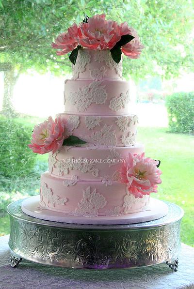 Lace and Peonies, what more can I say........ - Cake by CourtHouse Cake Company