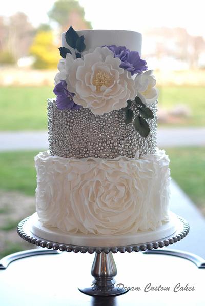 Ruffled and Beaded Wedding Cake - Cake by Elisabeth Palatiello