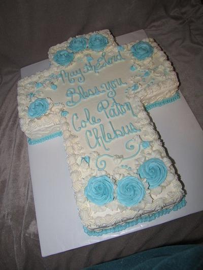 Blue Roses Christening - Cake by Tiffany Palmer