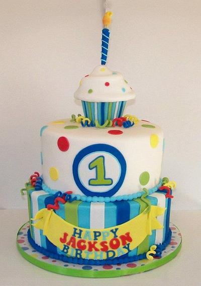 Boy 1st birthday Cupcake theme - Cake by cris711