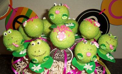 Party on the lilypad frogs cake pops - Cake by Monica@eat*crave*love~baking co.