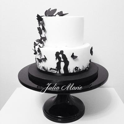 Silhouette Engagement Cake - Cake by Julia Marie Cakes
