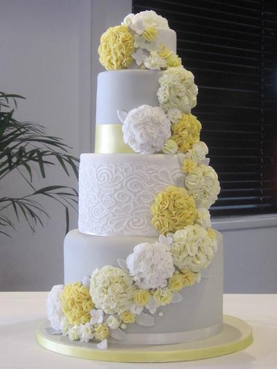 Contemporary Pom Pom Wedding Cake - Cake by Cakexstacy