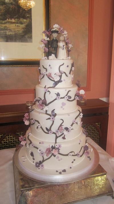 Floral Cascade Wedding Cake - Cake by Little Muffins Cakery
