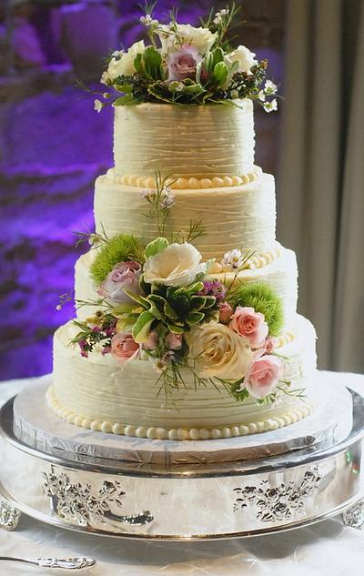 Rustic Buttercream Wedding Cake  - Cake by Heather