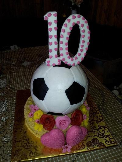 Foot Ball Cake with Hearts - Cake by Mary Yogeswaran