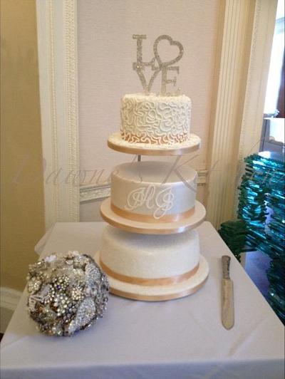 M&J Wedding Cake - Cake by Dawne's Kitchen