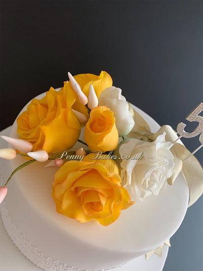Golden wedding anniversary cake - Cake by Popsue