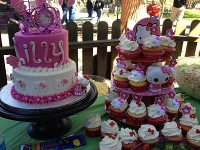 hello kitty birthday cake with cupcakes - Cake by Loracakes