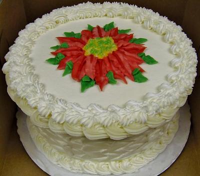 Single Buttercream Poinsettia cake - Cake by Nancys Fancys Cakes & Catering (Nancy Goolsby)