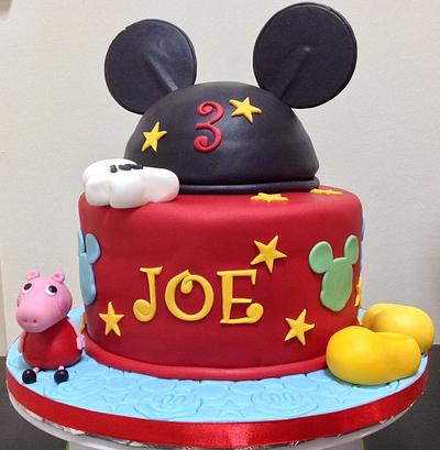 Mickey Mouse & Peppa Pig 3rd Birthday Cake - Cake by MariaStubbs