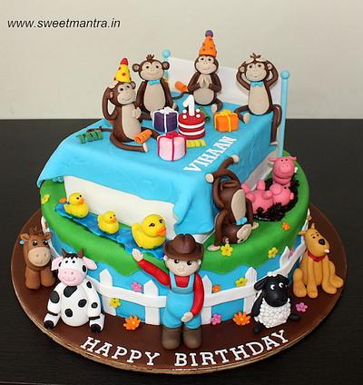 5 little monkeys bed cake - Cake by Sweet Mantra Homemade Customized Cakes Pune