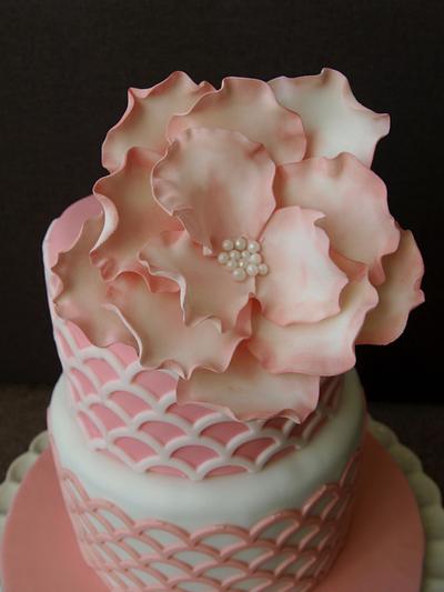 Pink Flower Cake - Cake by Cathy's Cakes