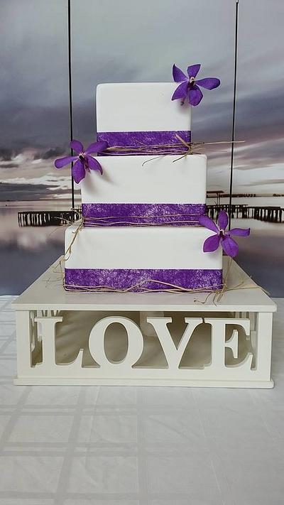 Purple Orchid Wedding - Cake by Kim Jury