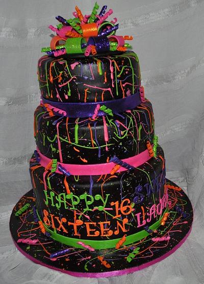 Neon Paint Splatter Cake! - Cake by SimplyIrresistible