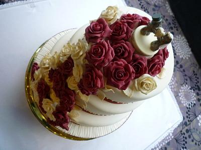 Cascading Roses Wedding Cake - Cake by Gayle Jones