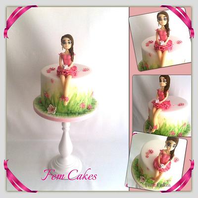Pink flowers - Cake by Fem Cakes
