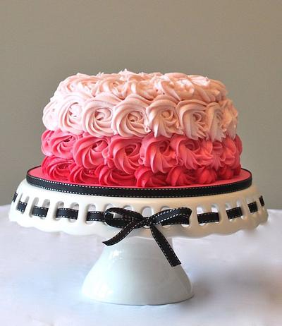 Pink Ombre Rose Cake - Cake by Alison Lawson Cakes