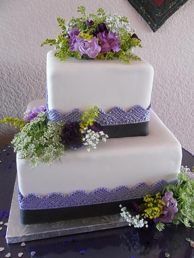 Purple Lace Wedding Cake - Cake by Cathy Leavitt