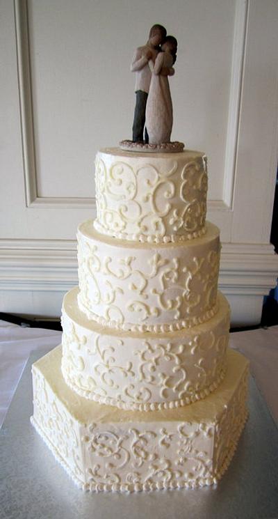 White on White swirly cake - Cake by TheLastCourseBakery