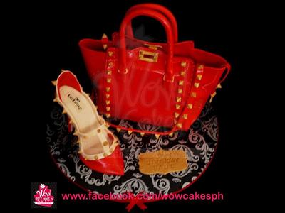 valentino bag cake and stiletto - Cake by wowie