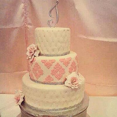 Damask wedding cake - Cake by Cakes by Christy G