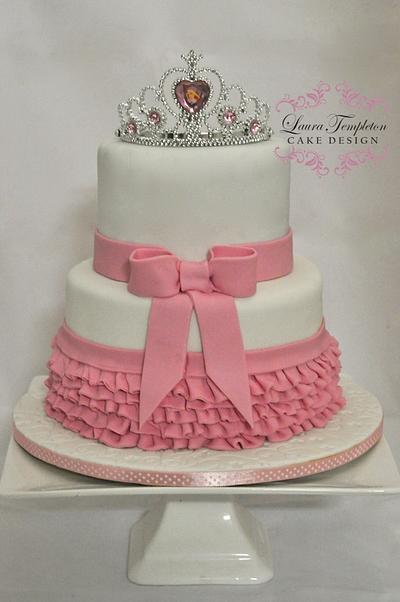 Pink Ruffles & Tiara Cake - Cake by Laura Templeton