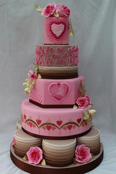 Gold Award Wedding Cake entry Cake International - Hearts - Cake by The Cupcake Oven